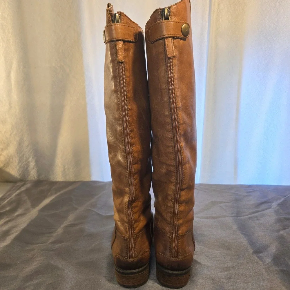 Sam Edelman Penny Riding‎ Boots Leather Brown Knee High Zip Women US 6M